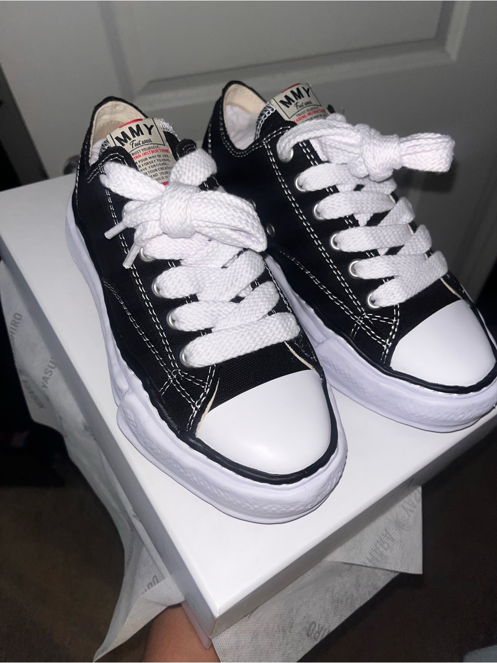 Miharayasuhiro Black and White Low-Top Sneakers